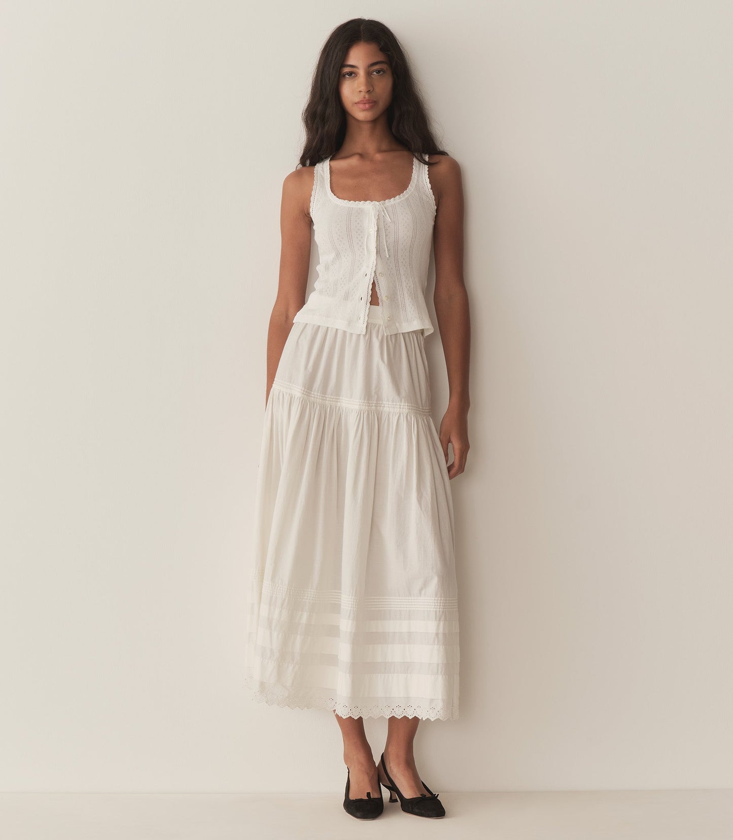 DÔEN Women Lois Tank - Salt Quelle Jolie Pointelle
