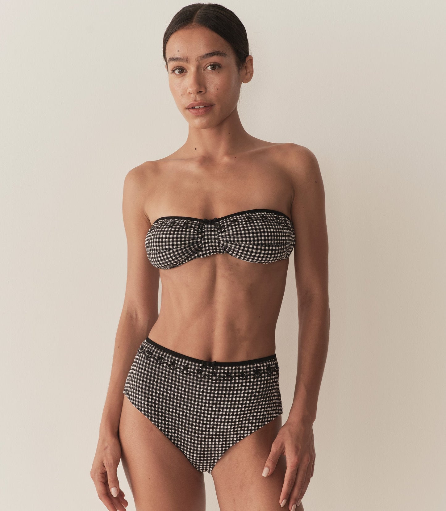 DÔEN Women Alex High Waist Bikini Bottom - La Maddalena Gingham
