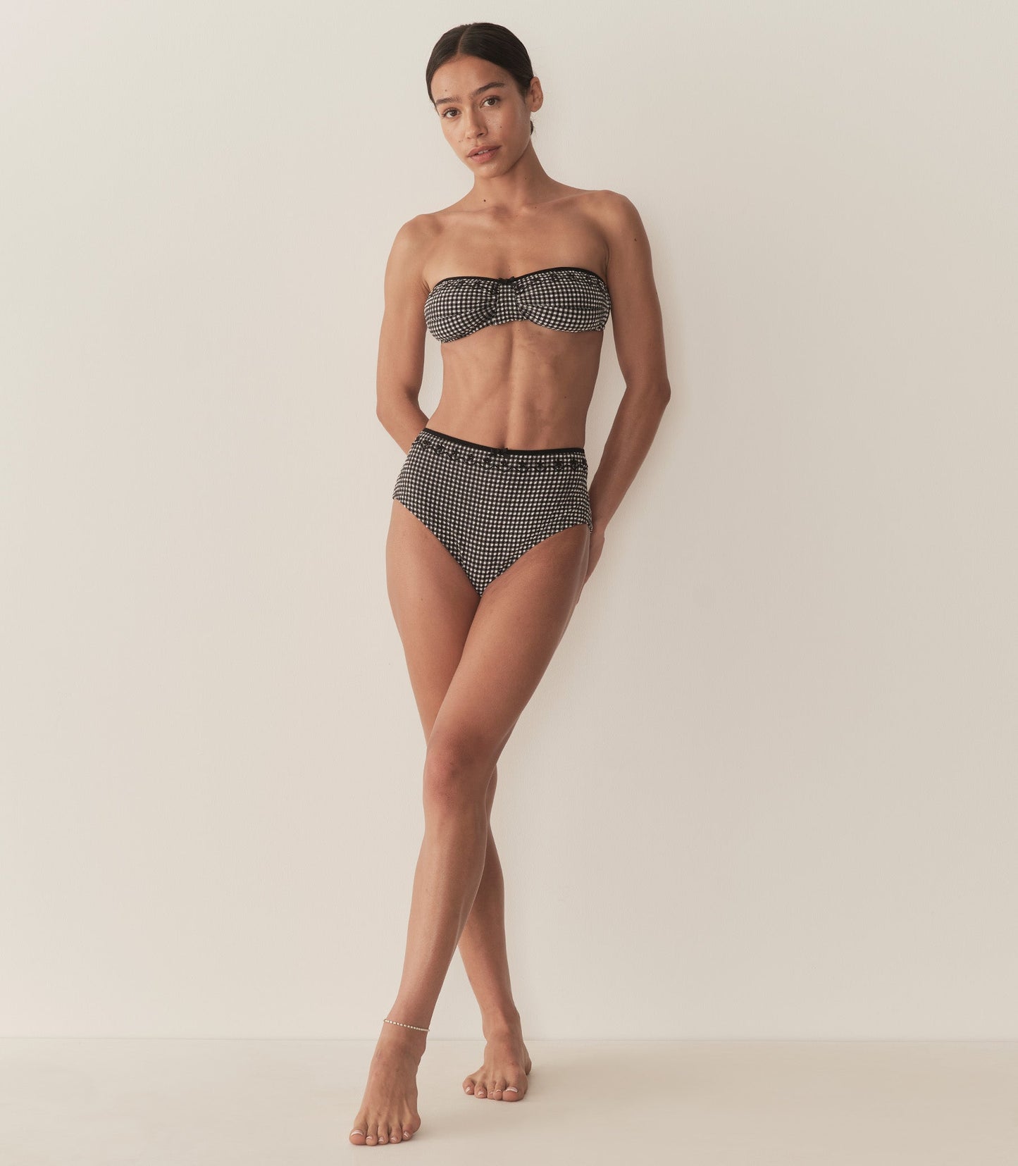 DÔEN Women Alex High Waist Bikini Bottom - La Maddalena Gingham