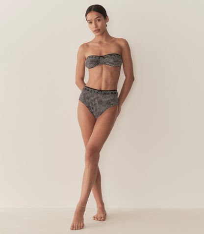 DÔEN Women Alex High Waist Bikini Bottom - La Maddalena Gingham