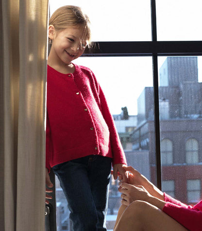 DÔEN Kids Little Vivelle Cardigan - Scarlet Rose