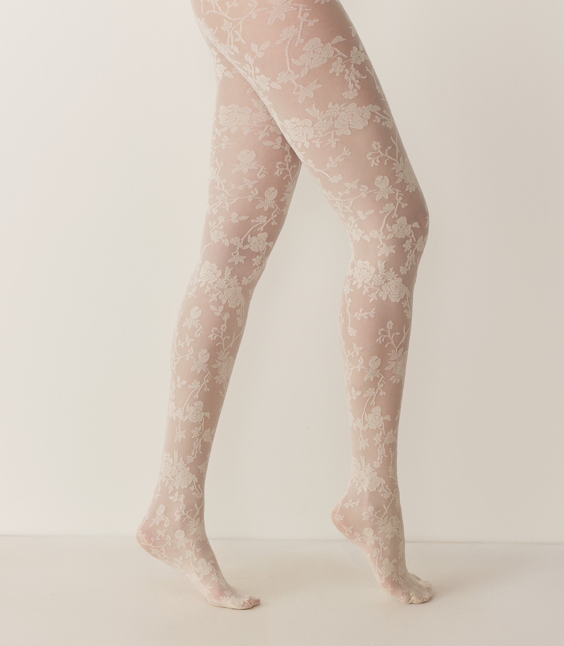 DÔEN Women Wolford Floral Lace Tights - Buttermilk
