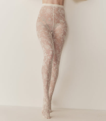 DÔEN Women Wolford Floral Lace Tights - Buttermilk