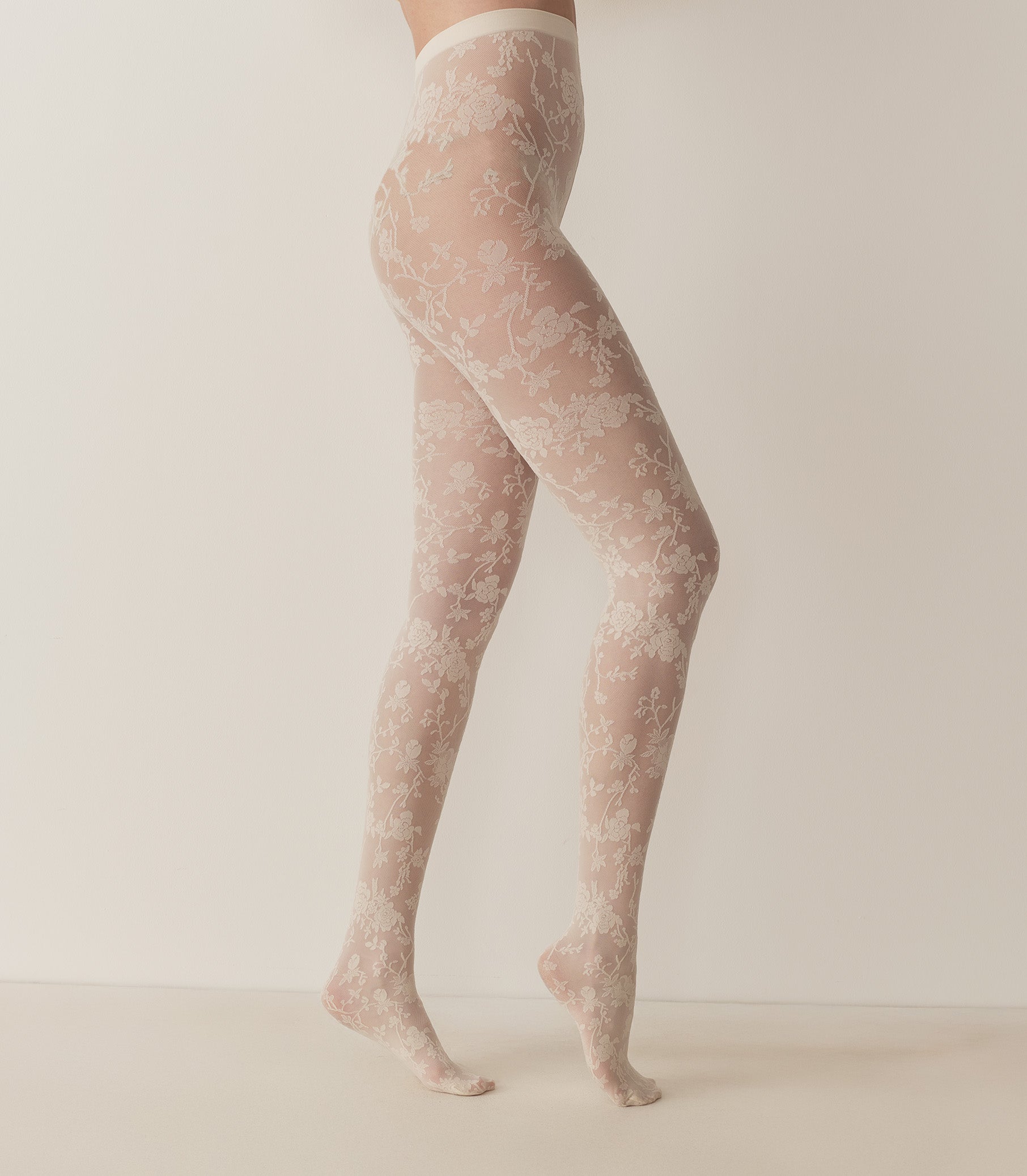 DÔEN Women Wolford Floral Lace Tights - Buttermilk