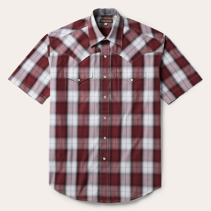 Stetson Shadow Plaid Short Sleeve Western Shirt