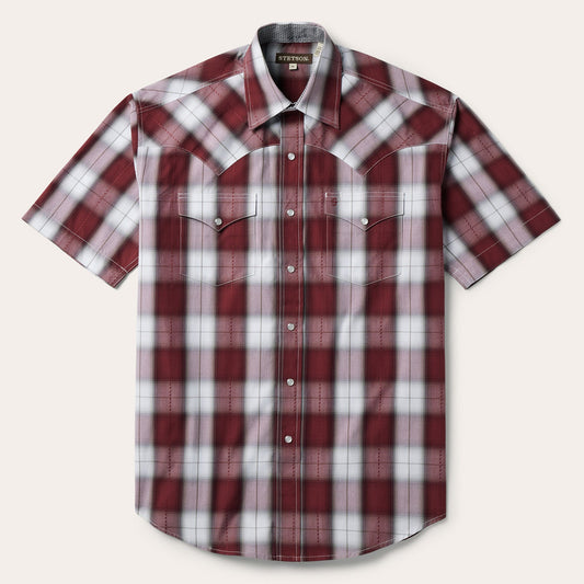 Stetson Shadow Plaid Short Sleeve Western Shirt