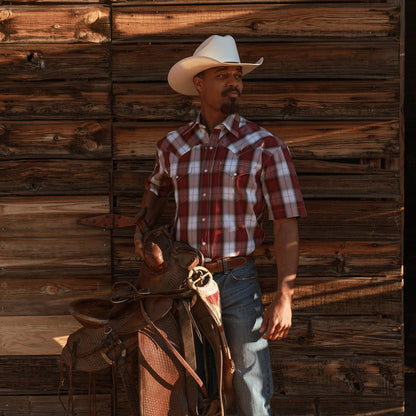 Stetson Shadow Plaid Short Sleeve Western Shirt