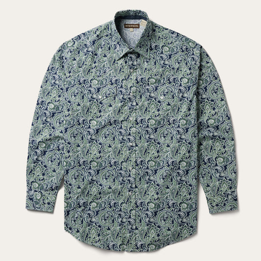 Stetson Greenspring Paisley Print Western Shirt
