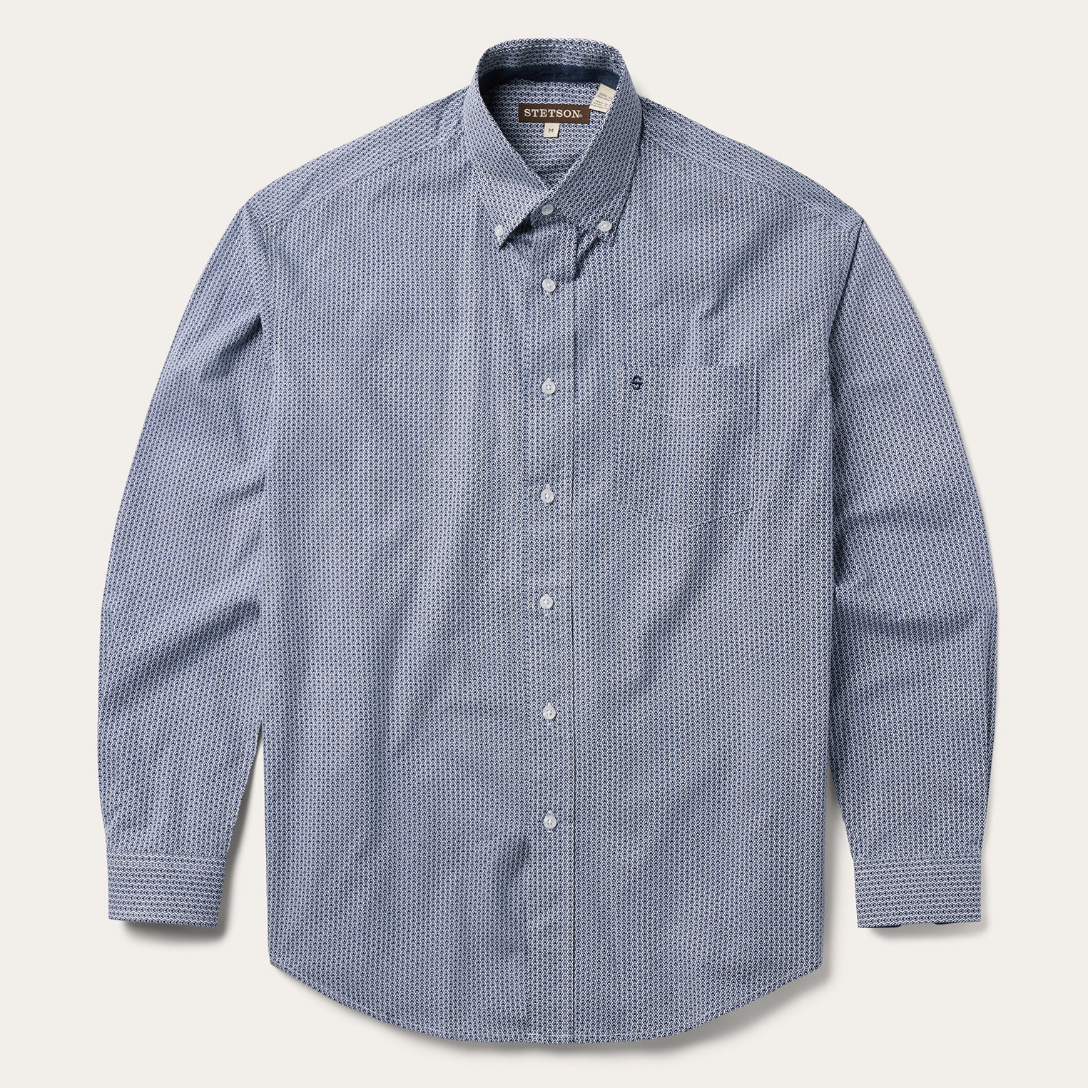 Stetson Blue Deco Geo Print Button Front Shirt