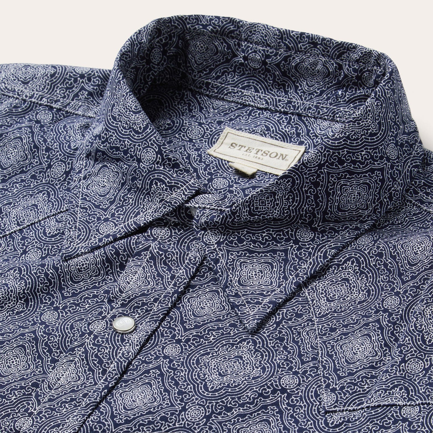 Stetson Blue Medallion Print Western Shirt