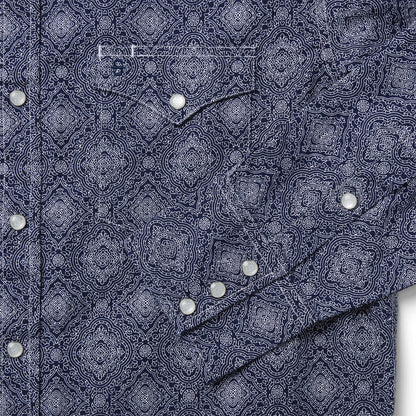 Stetson Blue Medallion Print Western Shirt