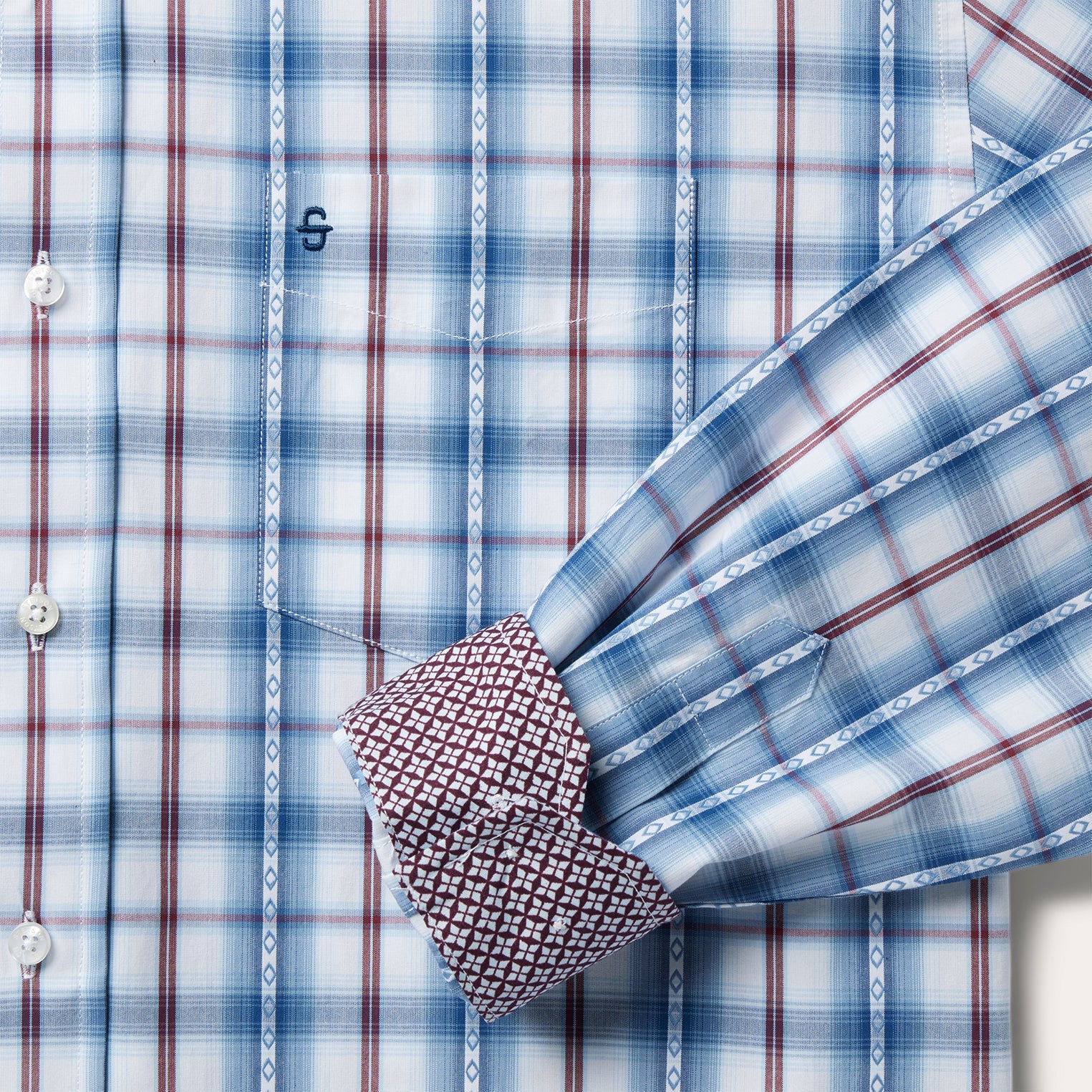 Stetson Blue Diamond Dobby Plaid Shirt