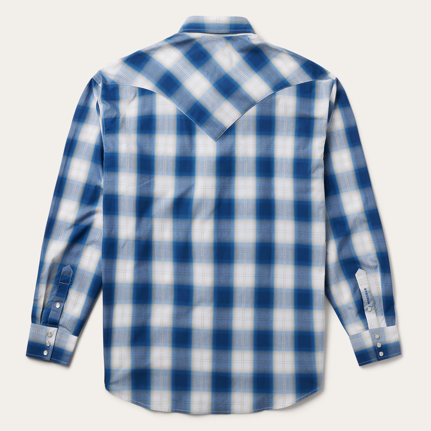 Stetson Navy Gold Ombre Plaid Western Shirt