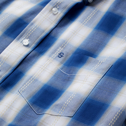 Stetson Navy Gold Ombre Plaid Short Sleeve Western Shirt