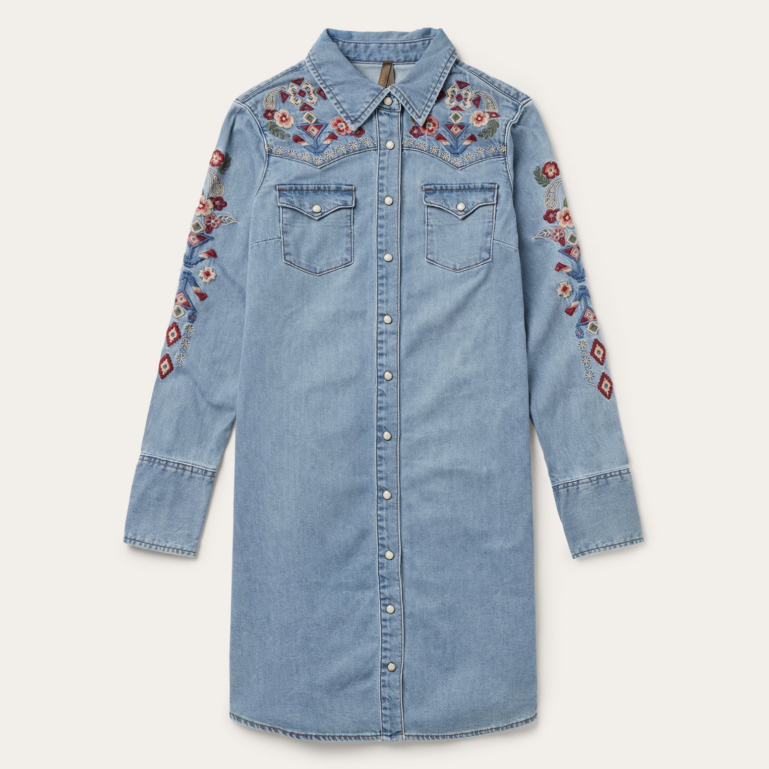 Stetson Embroidered Denim Shirt Dress