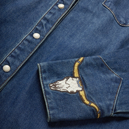 Stetson Embroidered Dark Denim Western Shirt