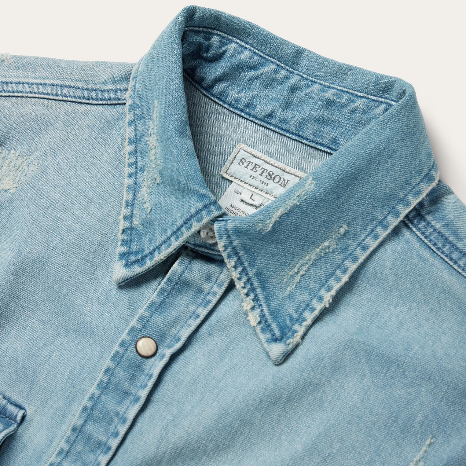 Stetson Distressed Denim Western Shirt