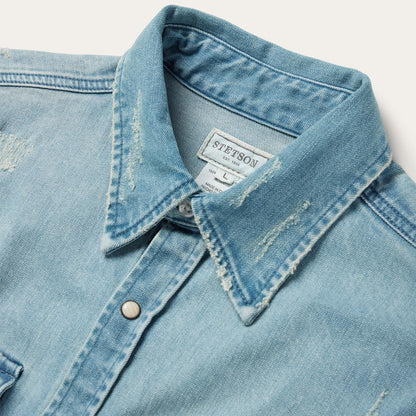 Stetson Distressed Denim Western Shirt