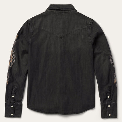 Stetson Embroidered Black Denim Shirt