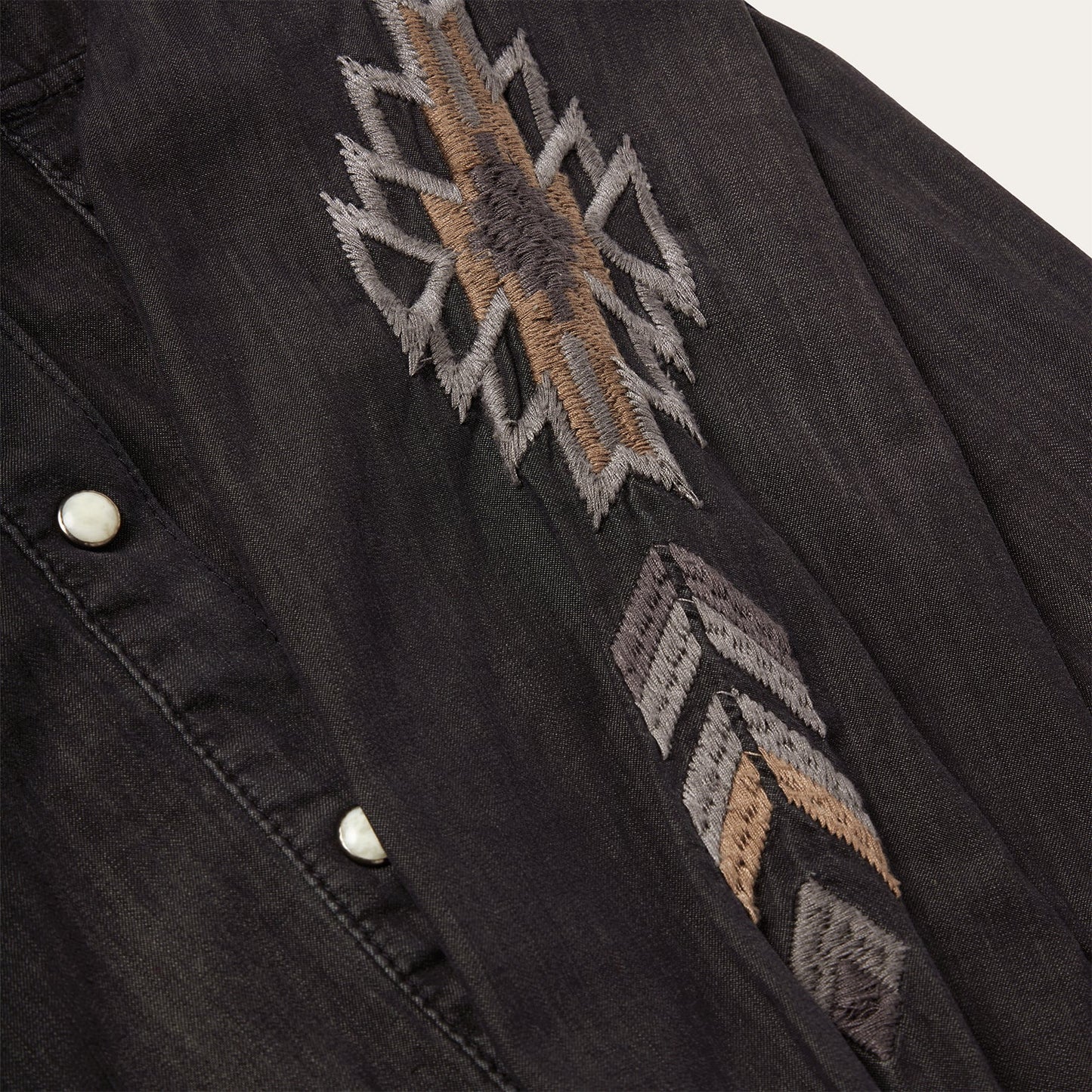 Stetson Embroidered Black Denim Shirt