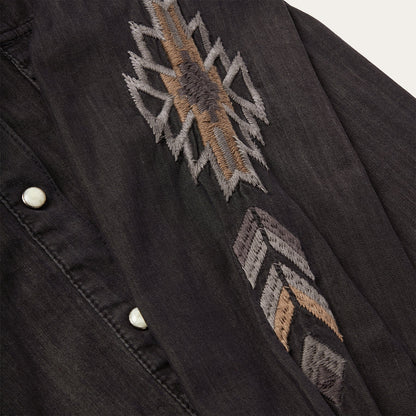 Stetson Embroidered Black Denim Shirt