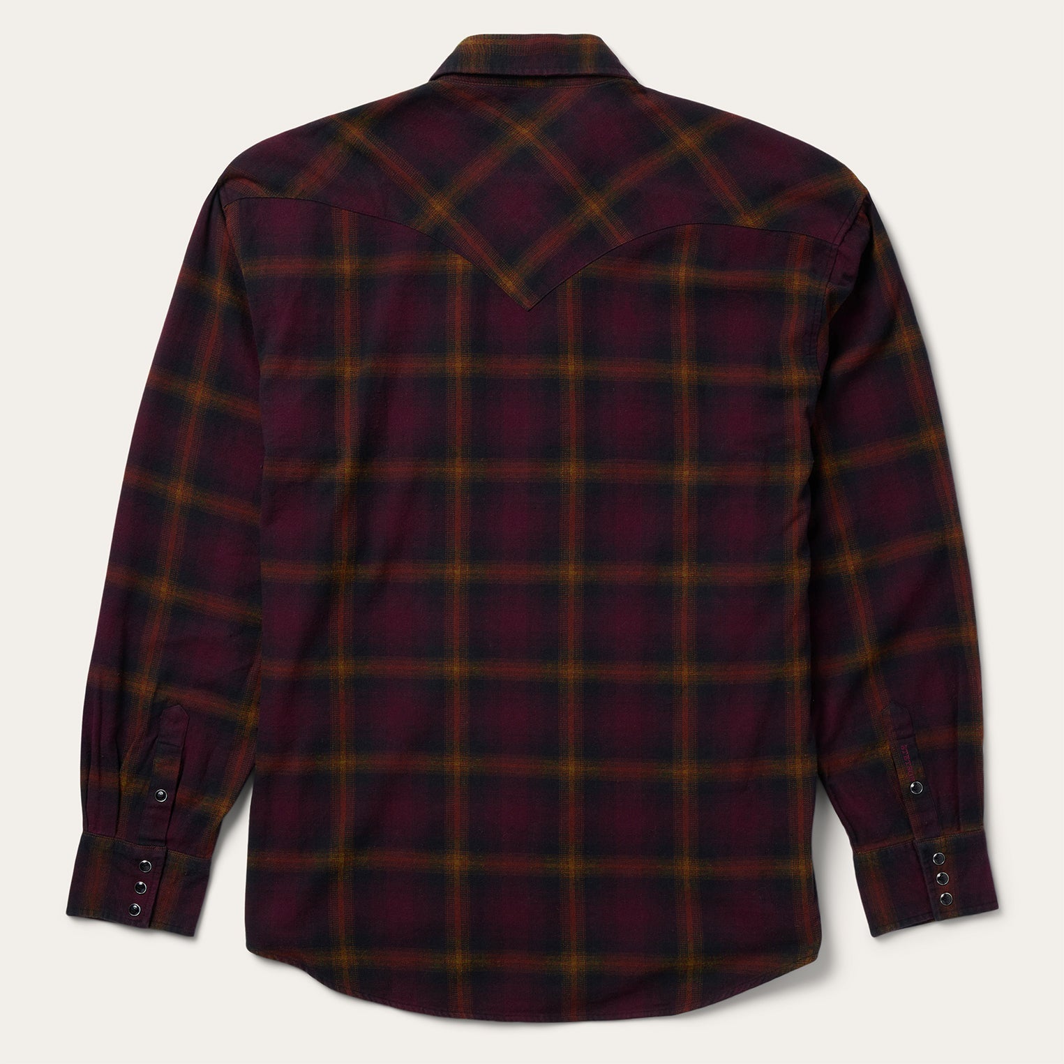 Stetson Black Wine Plaid Flannel Western Shirt