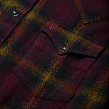 Stetson Black Wine Plaid Flannel Western Shirt