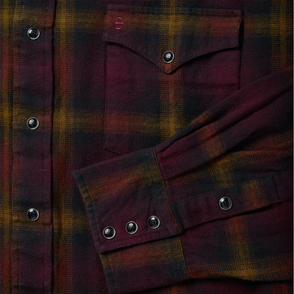 Stetson Black Wine Plaid Flannel Western Shirt