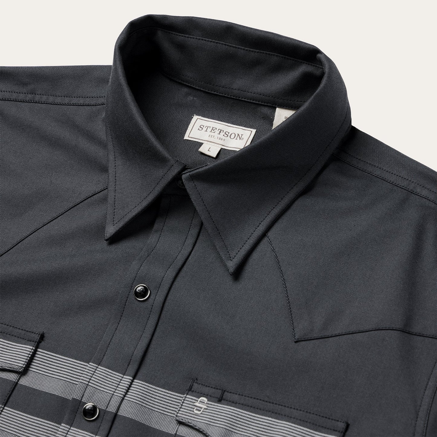Stetson Border Stripe Twill Western Shirt
