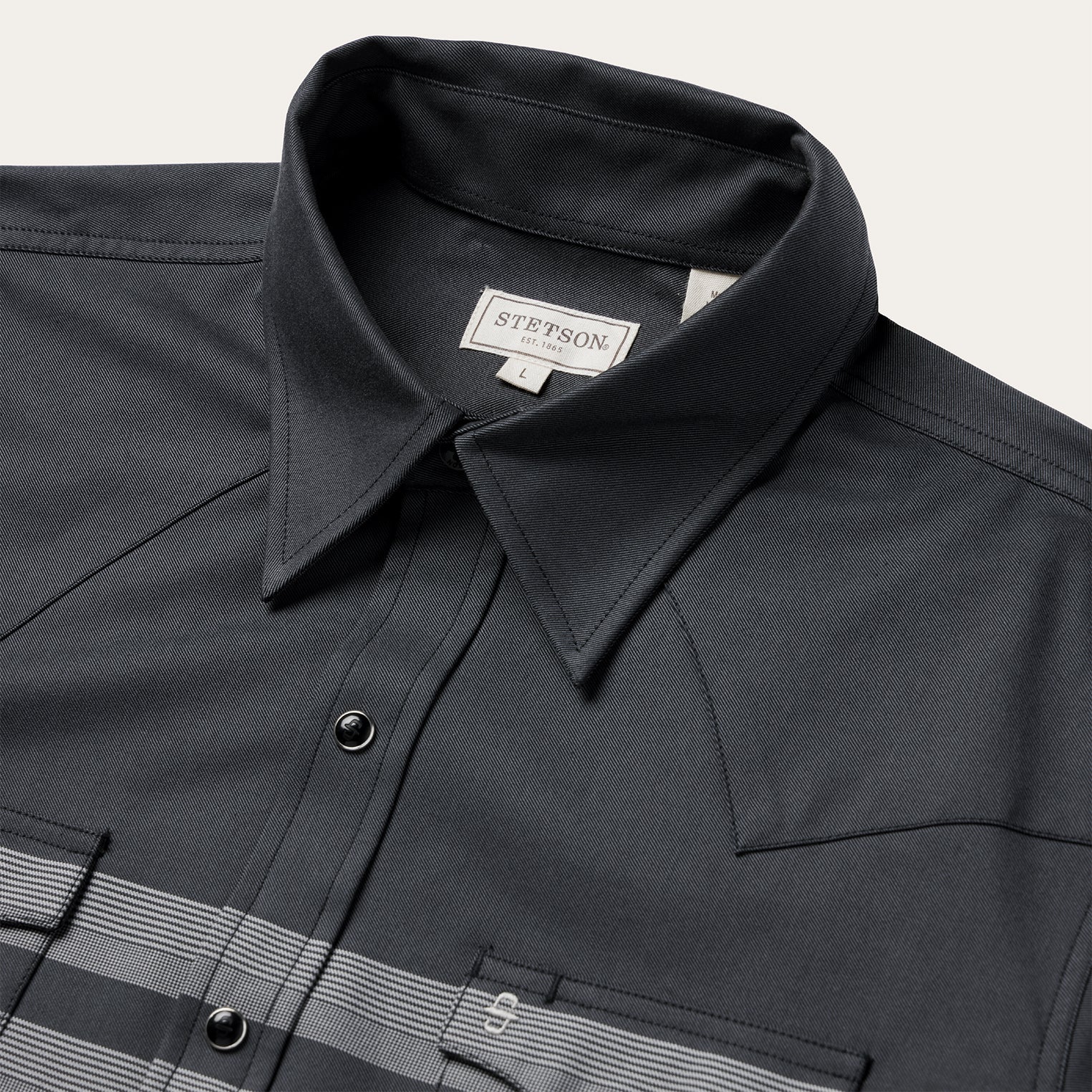 Stetson Border Stripe Twill Western Shirt