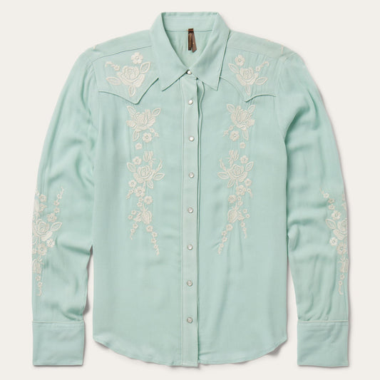 Stetson Aqua Crepe Western Shirt
