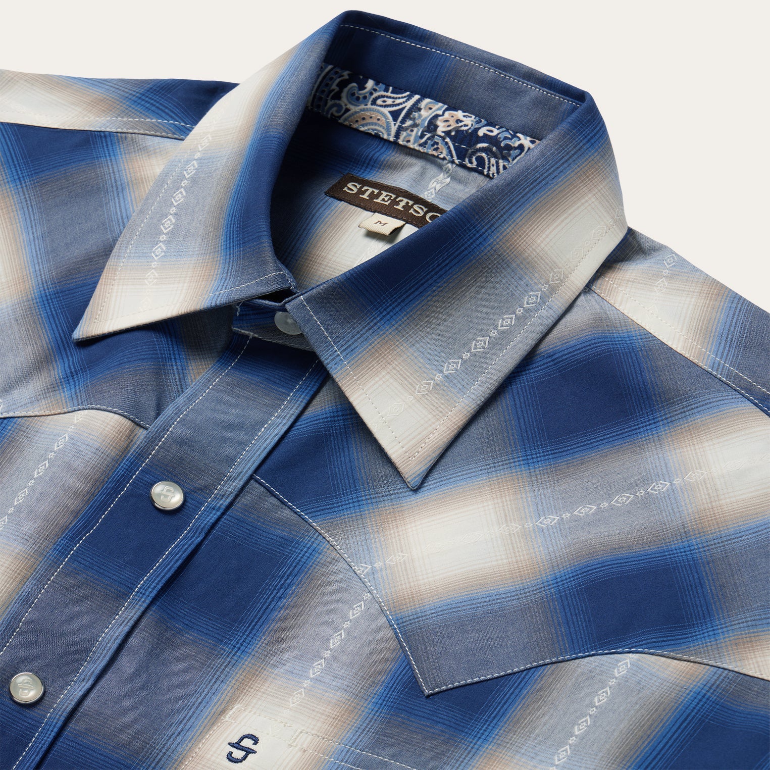 Stetson Blue Ombre Plaid Short Sleeve Western Shirt