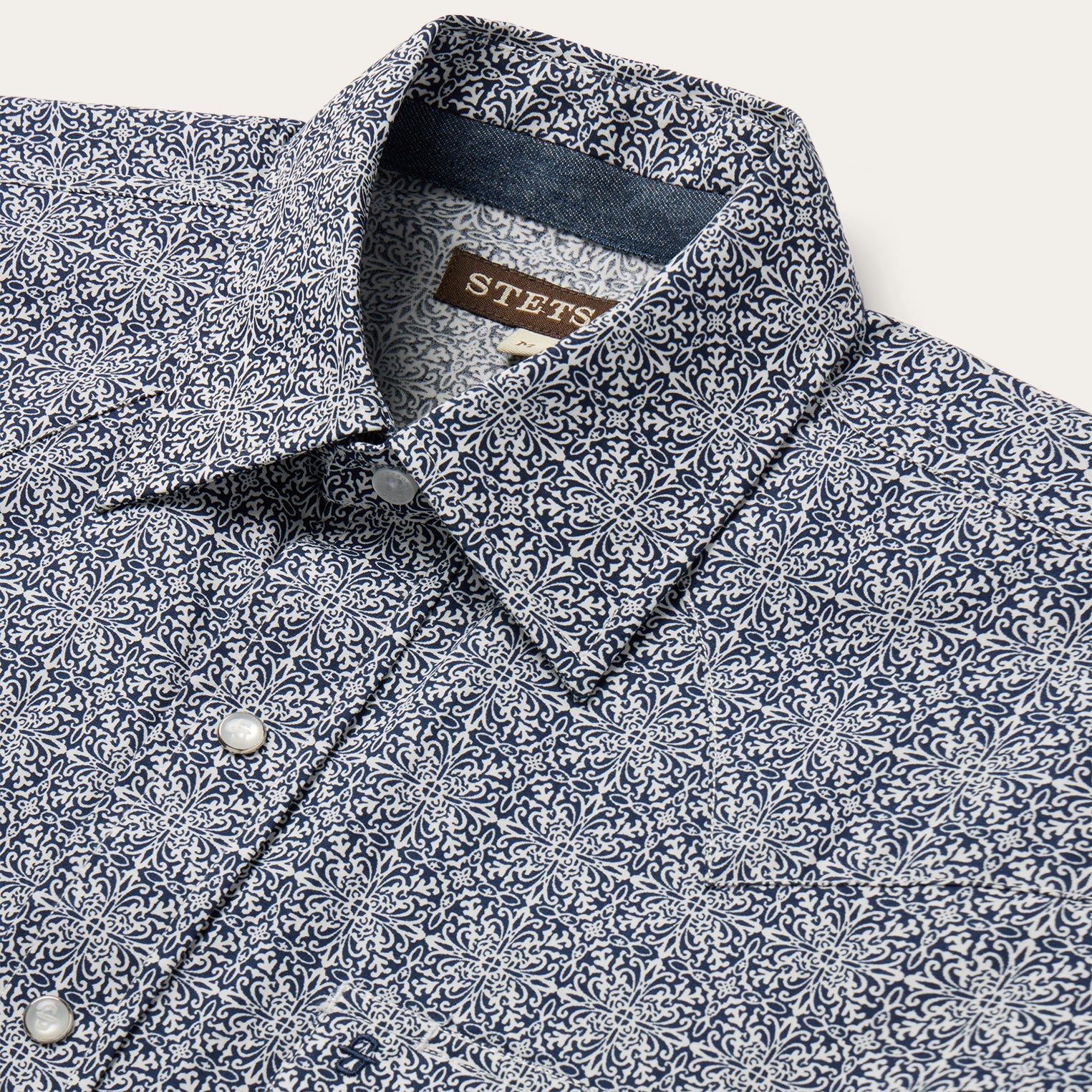 Stetson Navy Print Short Sleeve Western Shirt
