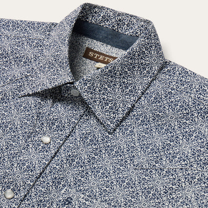 Stetson Navy Print Short Sleeve Western Shirt