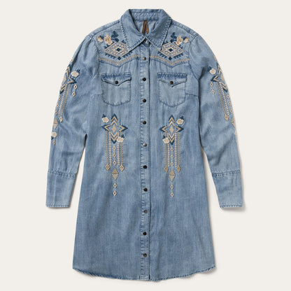 Stetson Embroidered Denim Twill Shirt Dress