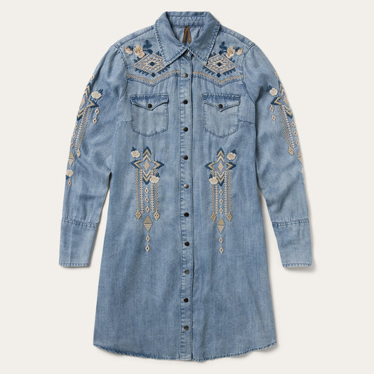 Stetson Embroidered Denim Twill Shirt Dress
