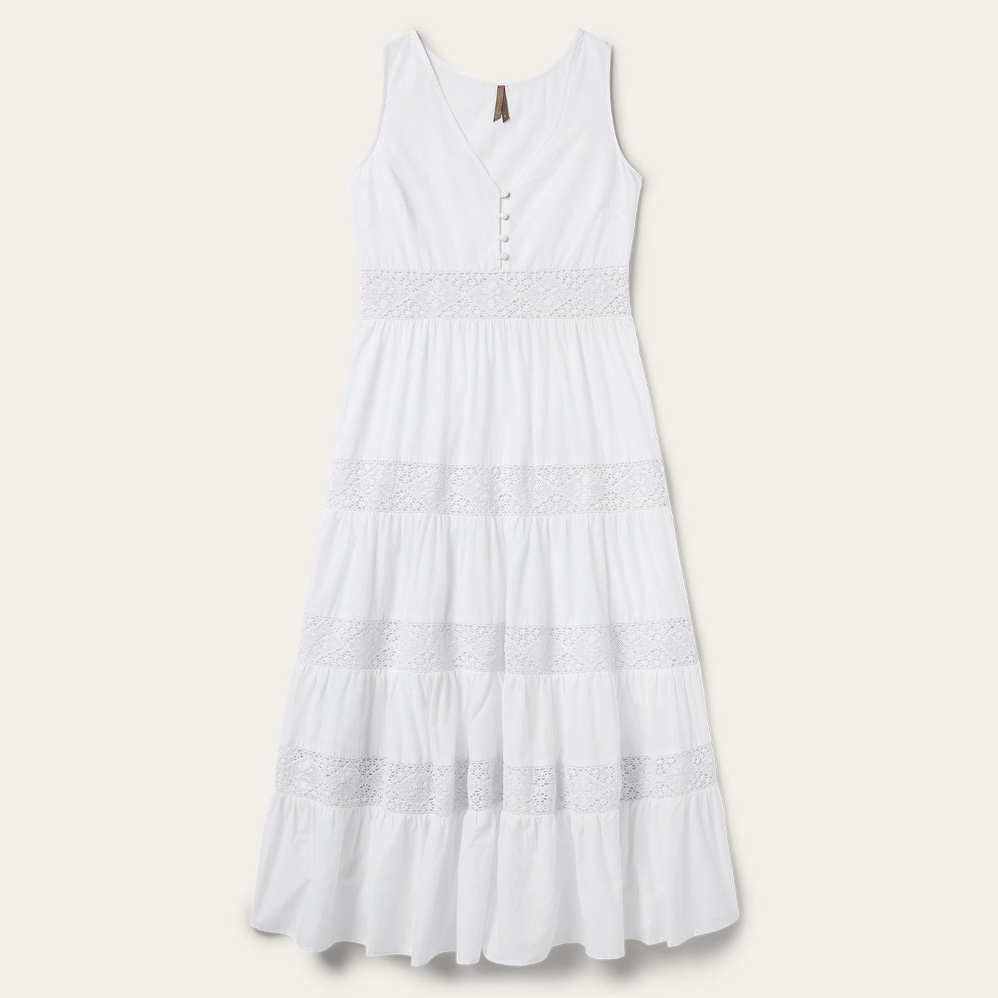Stetson White Cotton Lawn Sleeveless Dress