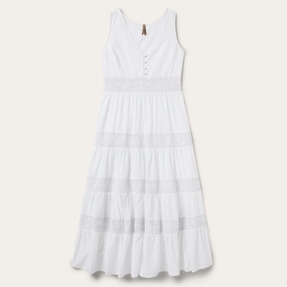 Stetson White Cotton Lawn Sleeveless Dress
