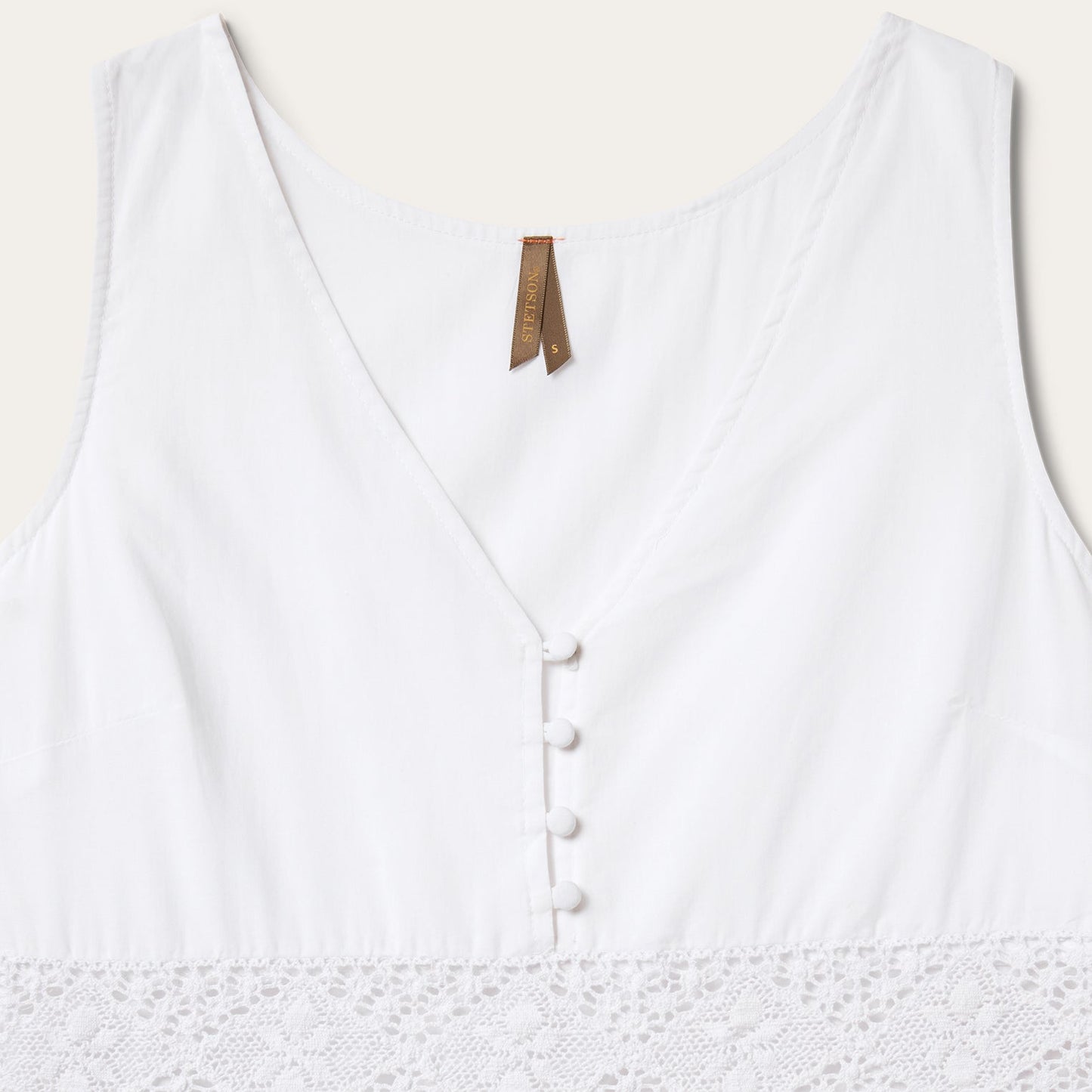 Stetson White Cotton Lawn Sleeveless Dress