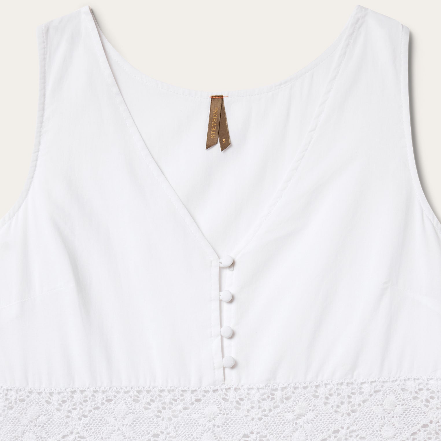 Stetson White Cotton Lawn Sleeveless Dress