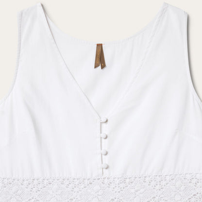 Stetson White Cotton Lawn Sleeveless Dress