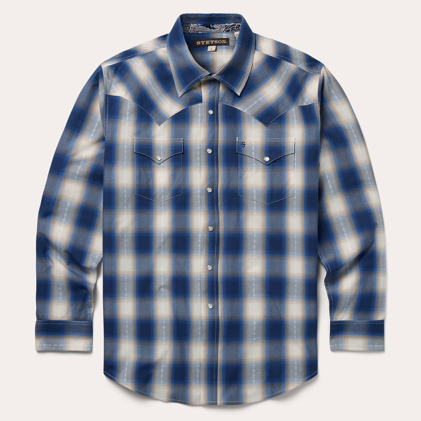 Stetson Blue Ombre Plaid Western Shirt