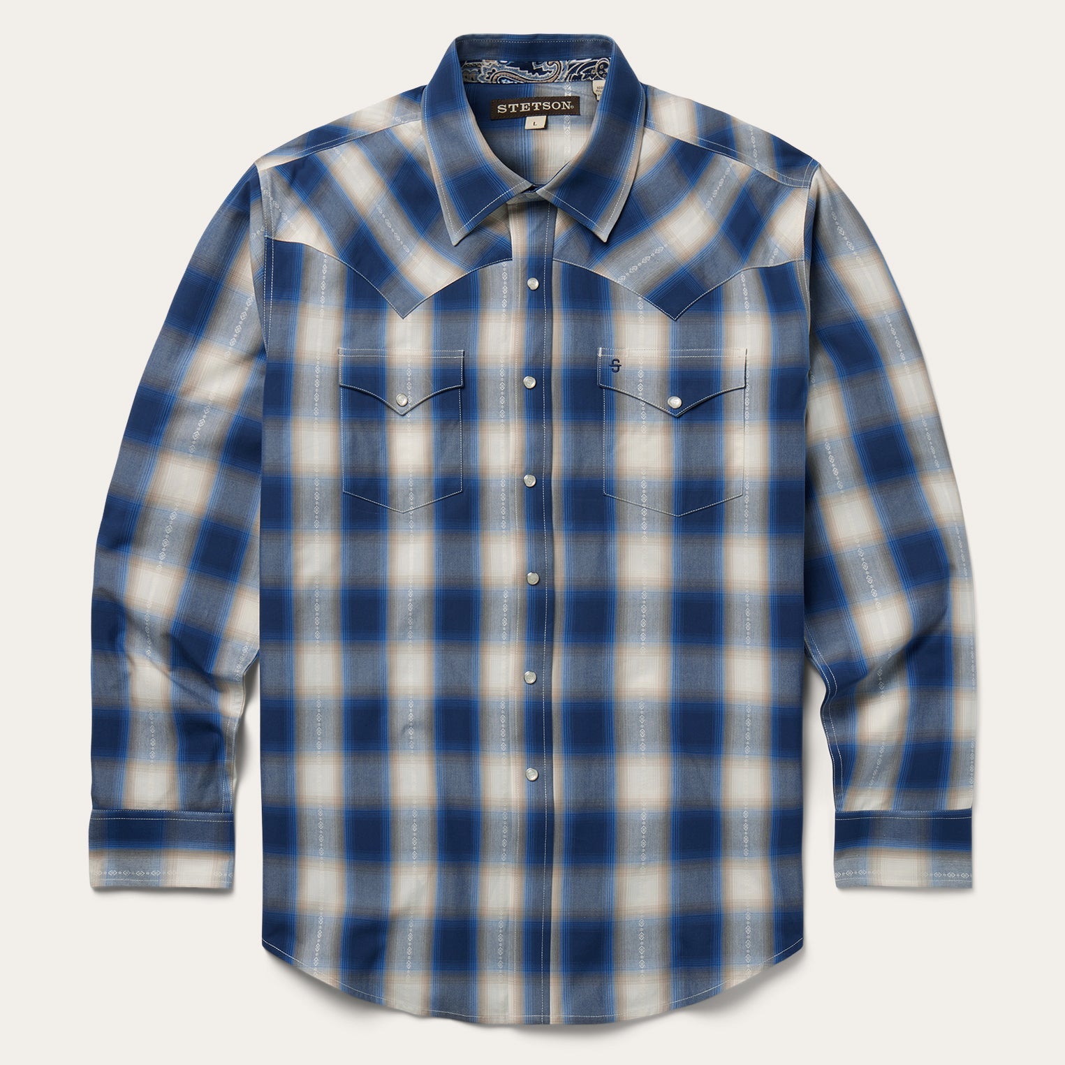 Stetson Blue Ombre Plaid Western Shirt