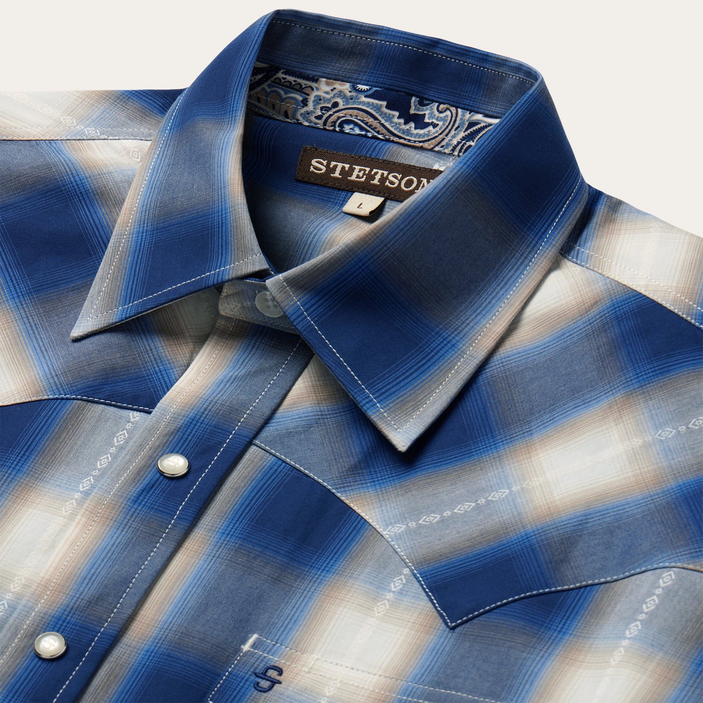 Stetson Blue Ombre Plaid Western Shirt