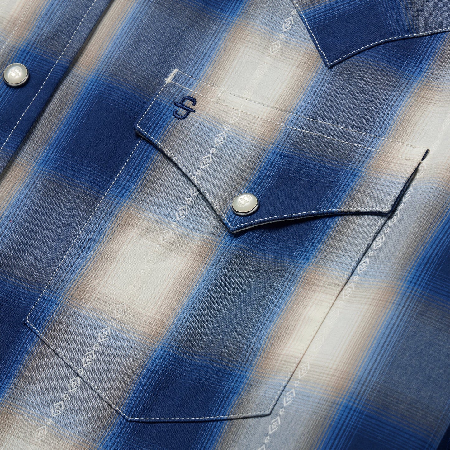 Stetson Blue Ombre Plaid Western Shirt