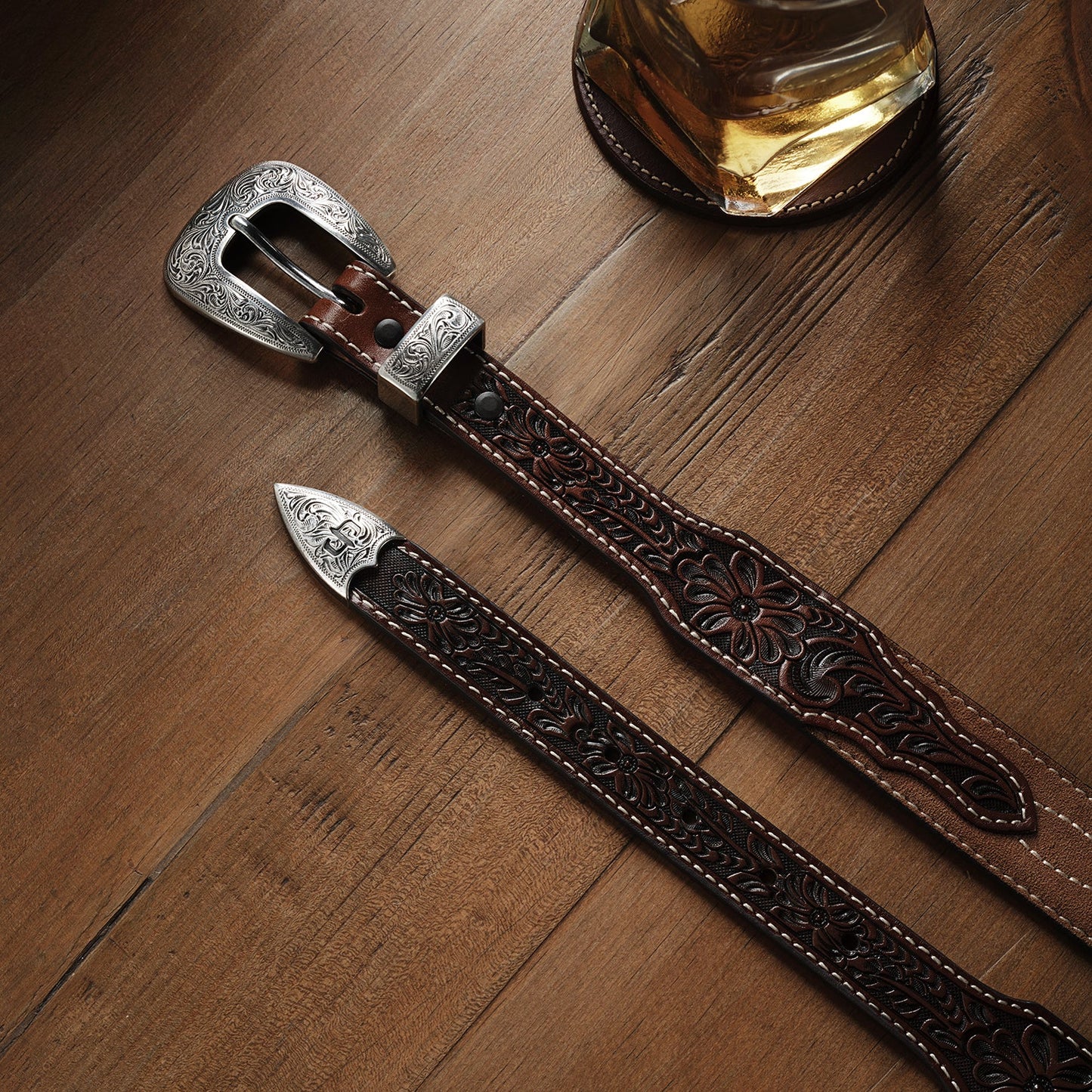 Stetson Tooled Tapered Belt
