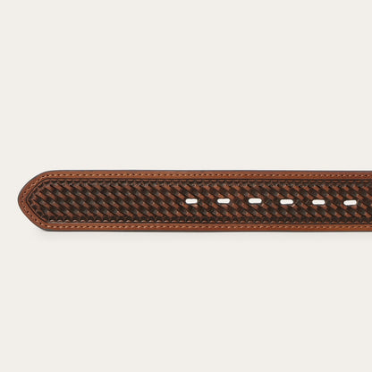 Stetson Pebble Leather Basket Weave Tabs Belt
