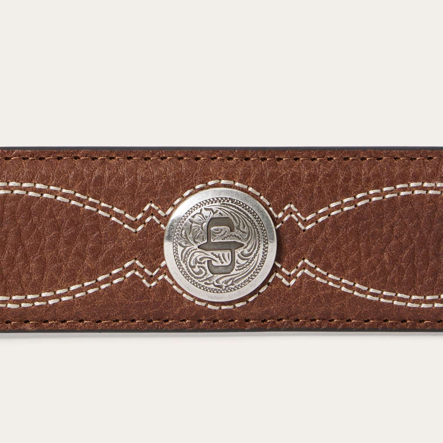 Stetson Pebble Leather Basket Weave Tabs Belt