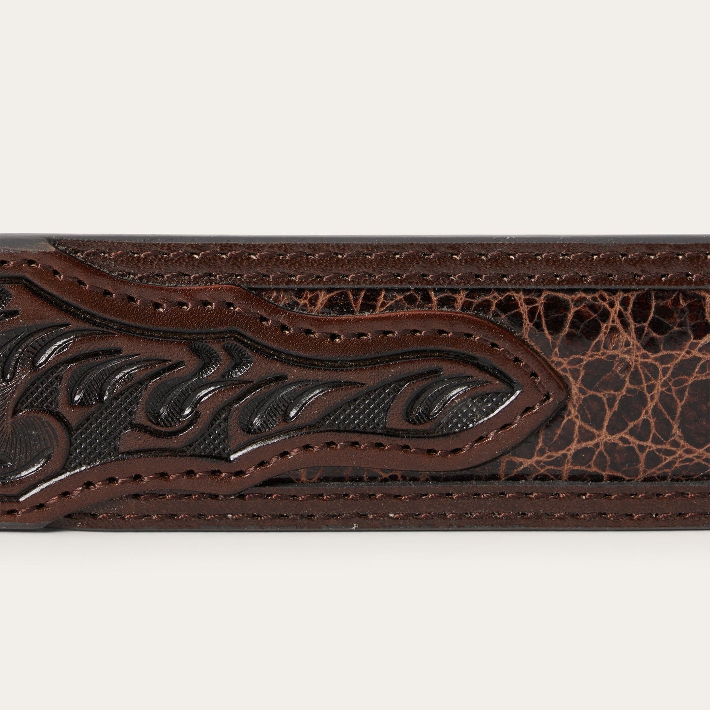 Stetson Croco Print Tooled Tapered Belt