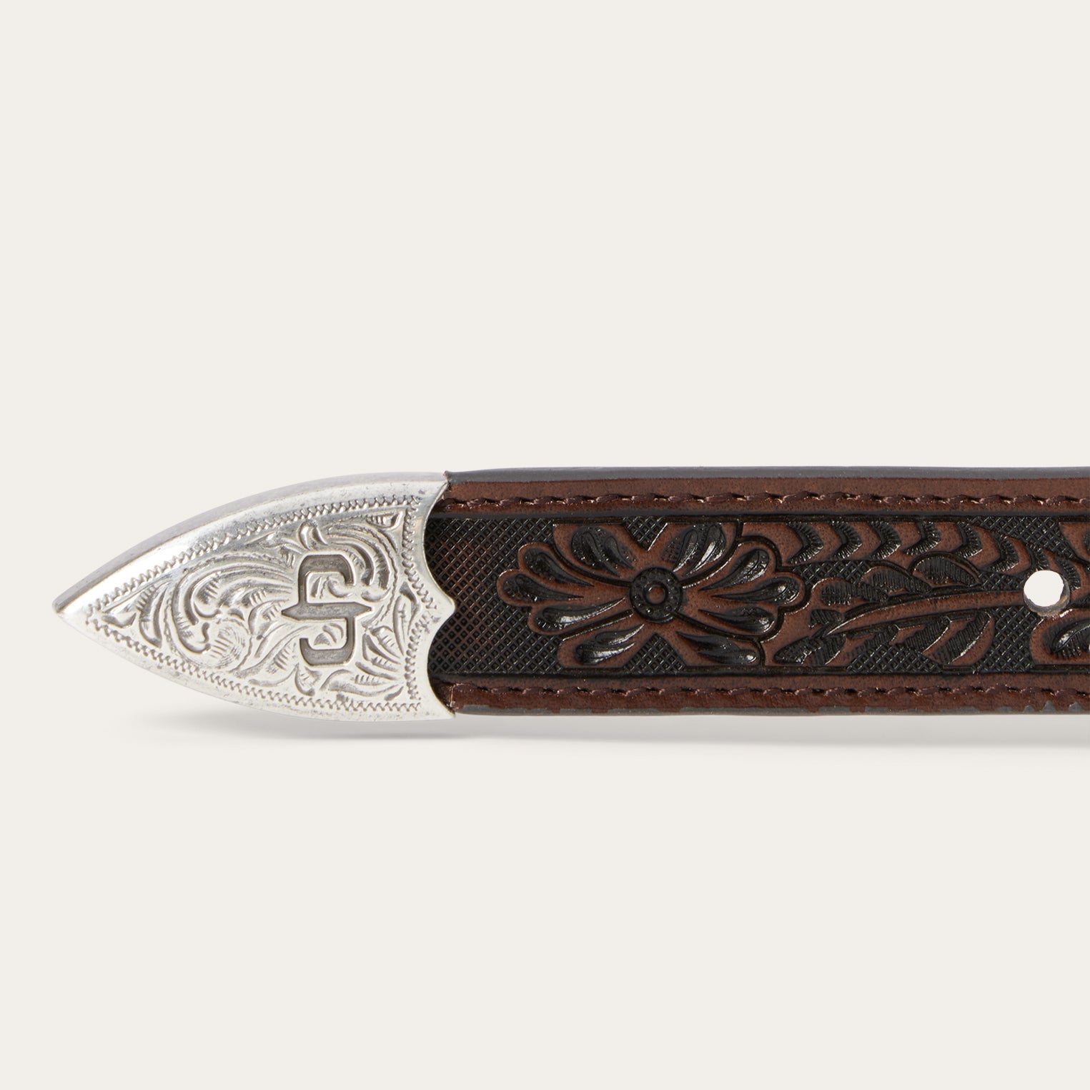 Stetson Croco Print Tooled Tapered Belt